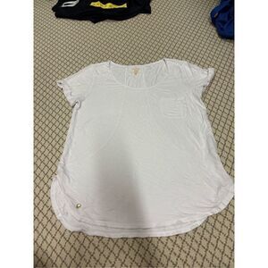 Lilly Pulitzer Top Women's MEDIUM Luxletic white Short Sleeve Kerah